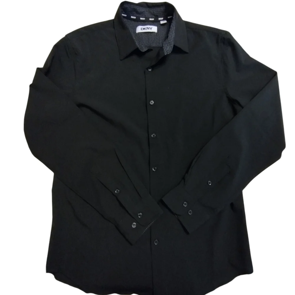EUC DKNY Women's Black Dress Shirt Blouse Classic Sleek Small Professional - Picture 4 of 8
